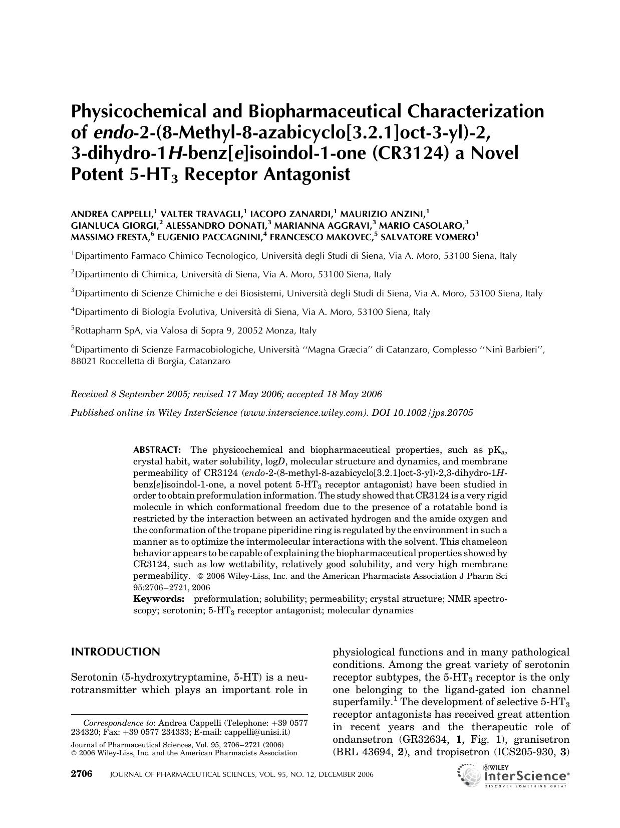 Physicochemical and biopharmaceutical characterization of endo-2-(8-methyl-8-azabicyclo[3.2.1]oct-3-yl)-2,3-dihydro-1H-benz[e]isoindol-1-one (CR3124) a novel potent 5-HT3 receptor antagonist by Unknown