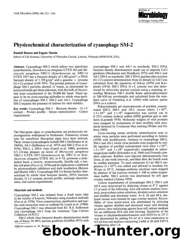 Physicochemical characterization of cyanophage SM-2 by Unknown