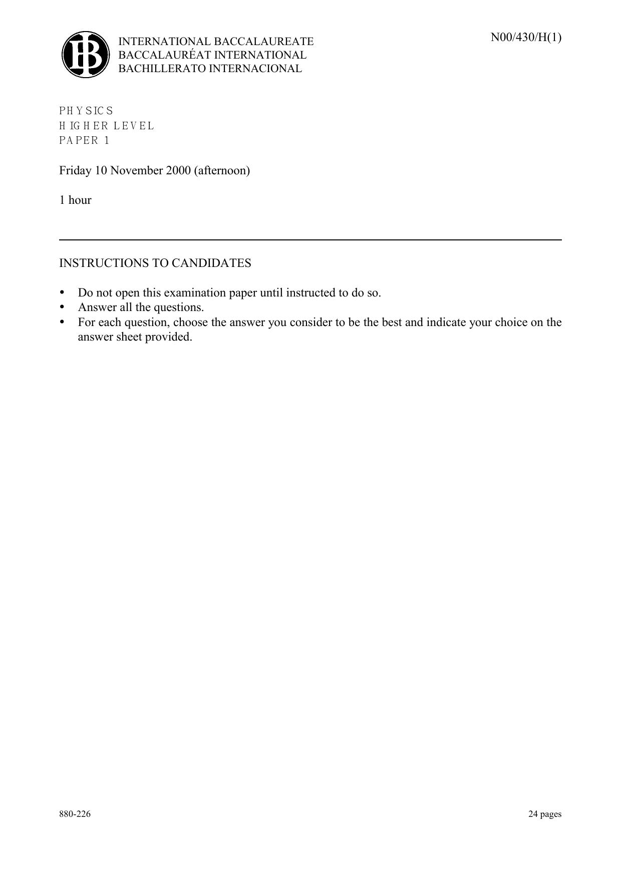 Physics - Higher Level - Paper One by unknow