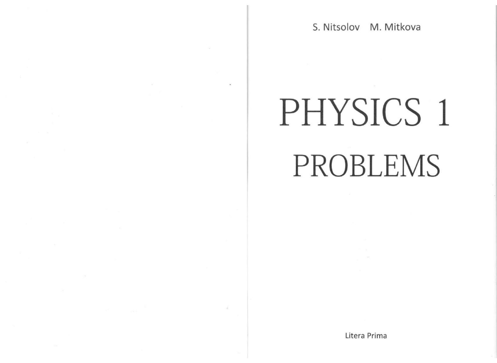 Physics I - problems by S. Nitsolov M. Mitkova