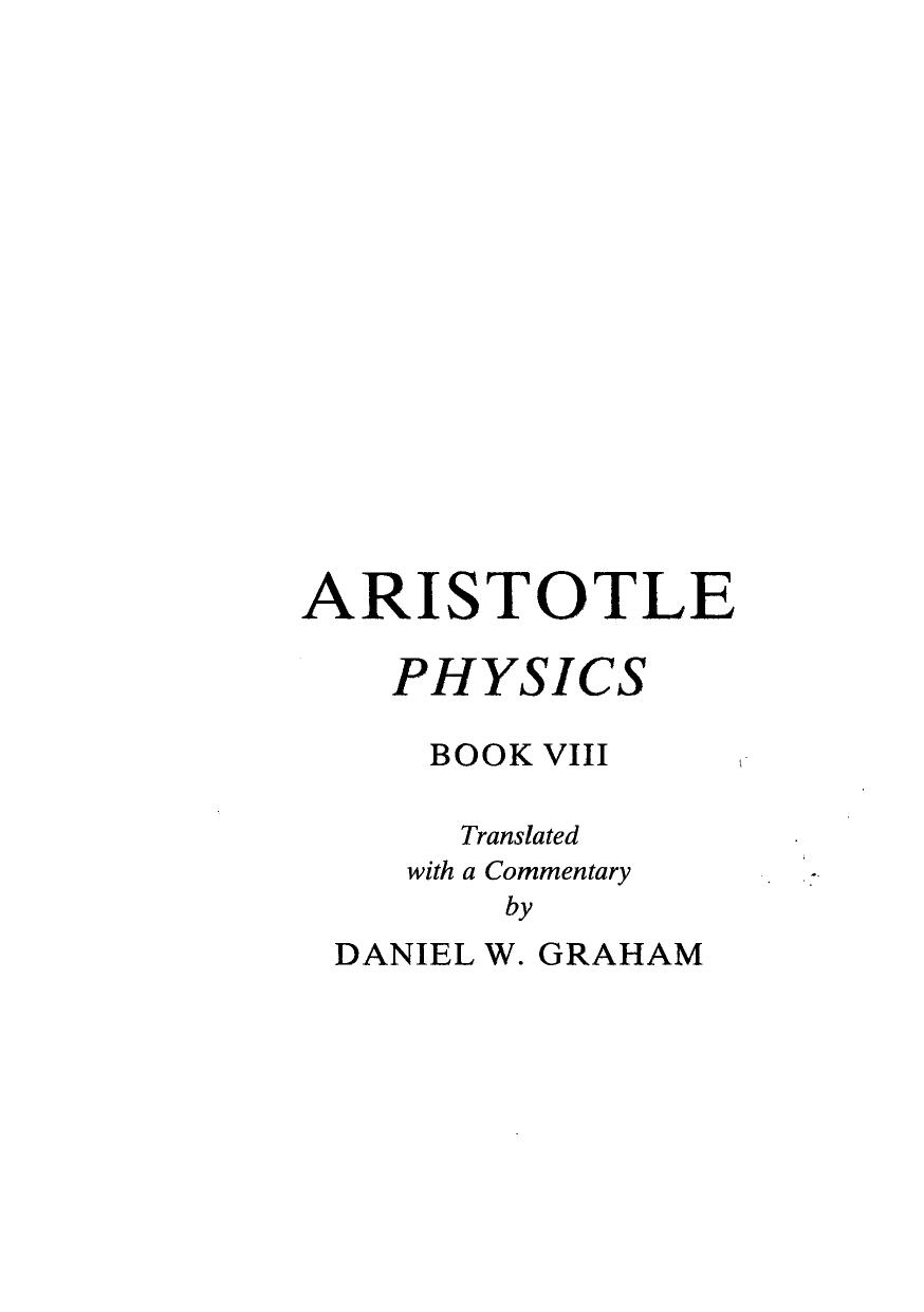 Physics VIII by Aristotle Daniel W. Graham