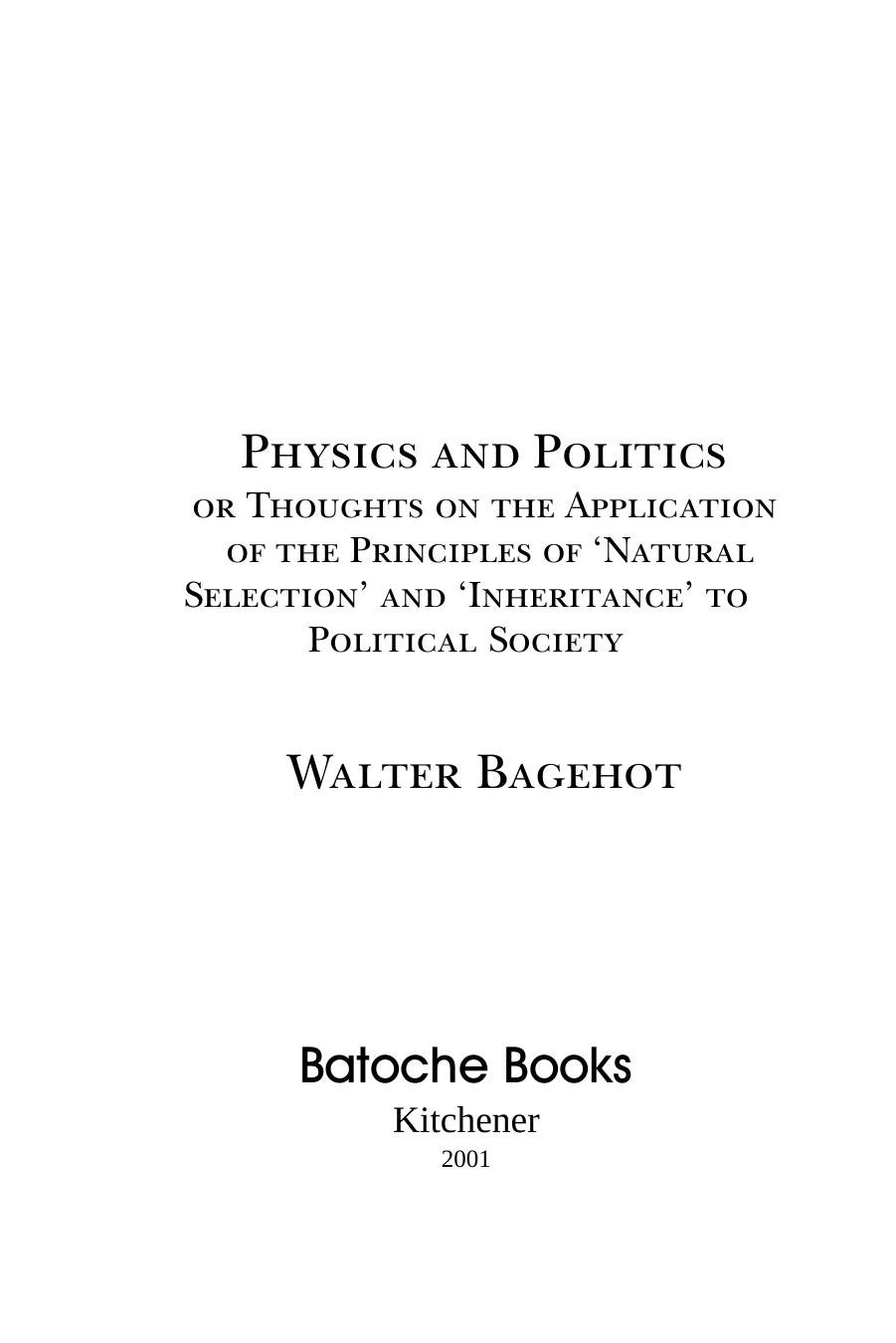 Physics and Politics by Walter Bagehot