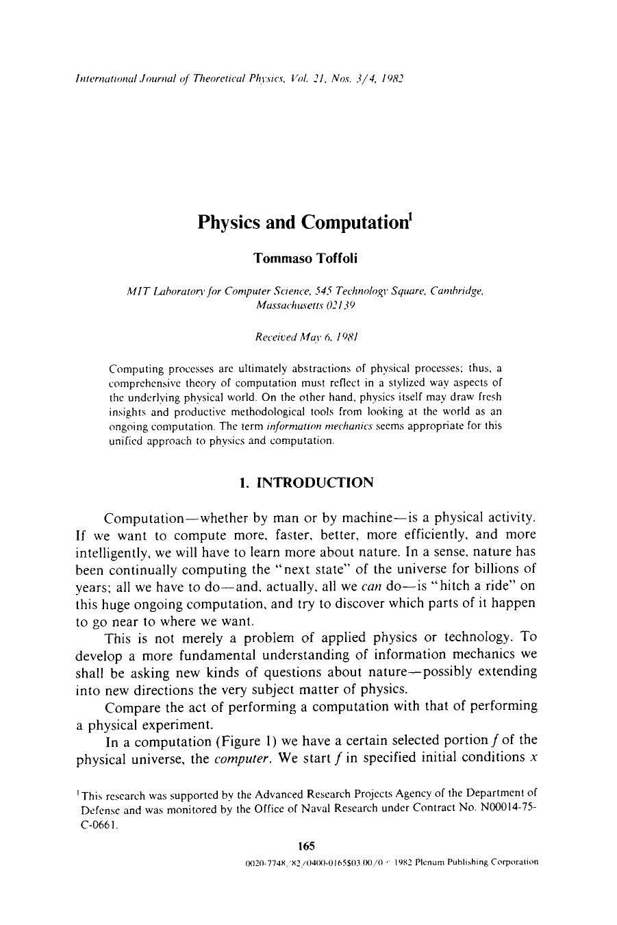 Physics and computation by Unknown