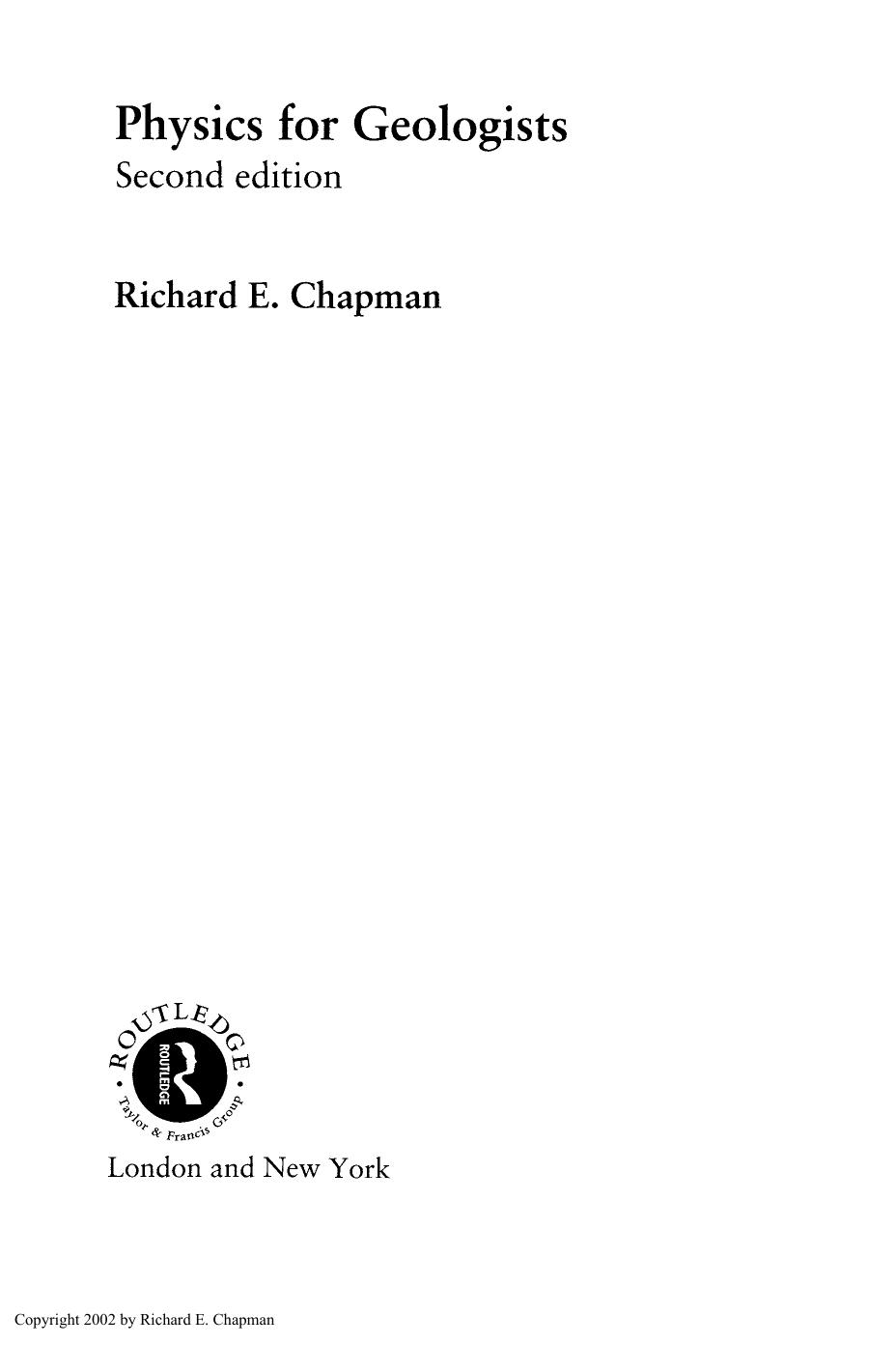 Physics for Geologists, Second edition by Richard E. Chapman