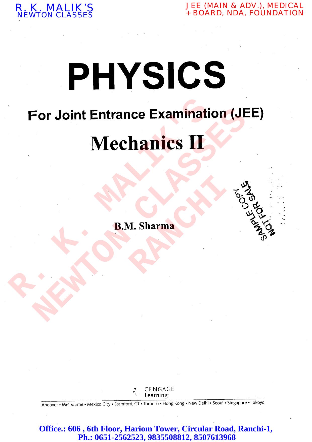 Physics for Joint Entrance Examination (JEE): Mechanics II by B.M. Sharma