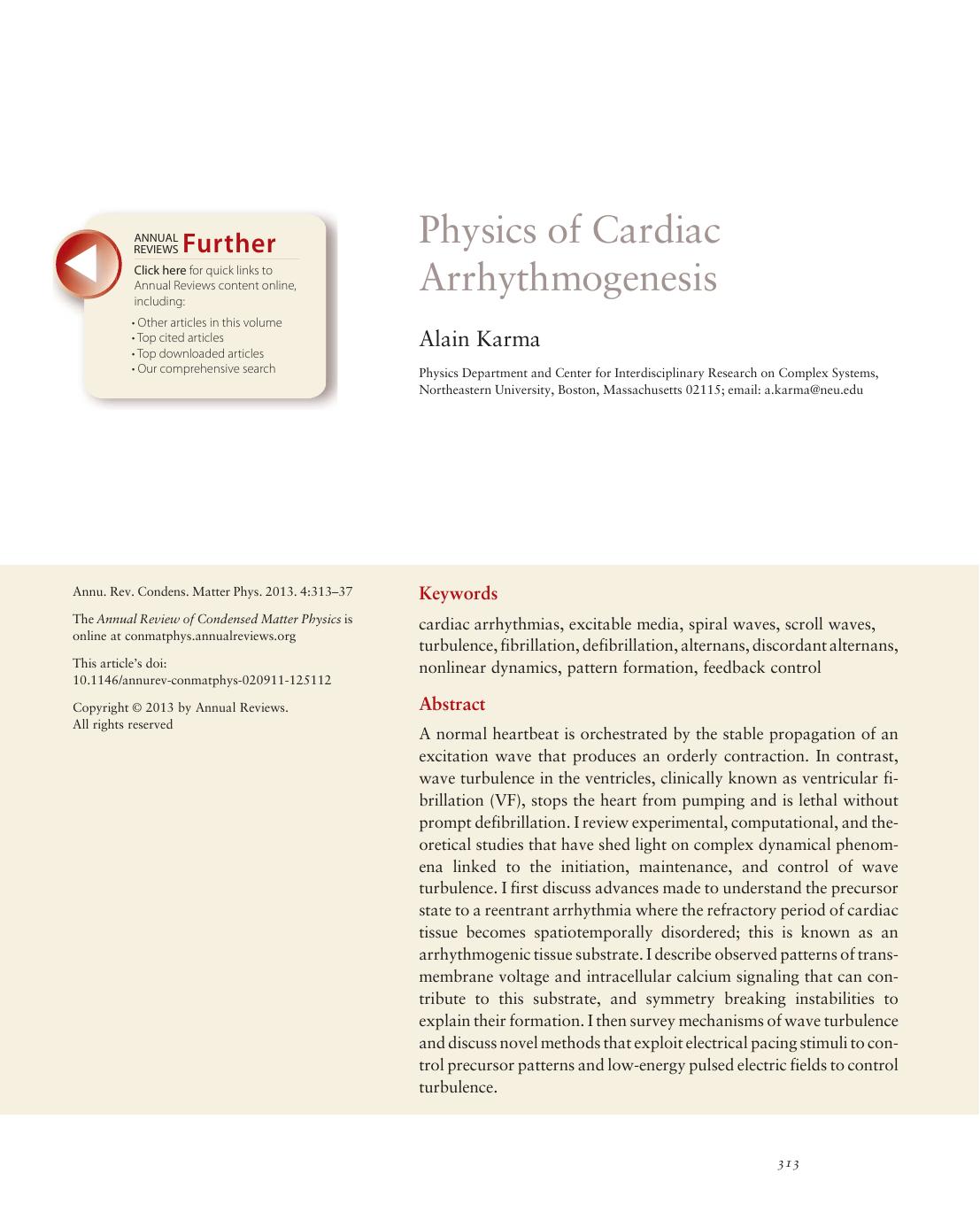 Physics of Cardiac Arrhythmogenesis by Alain Karma