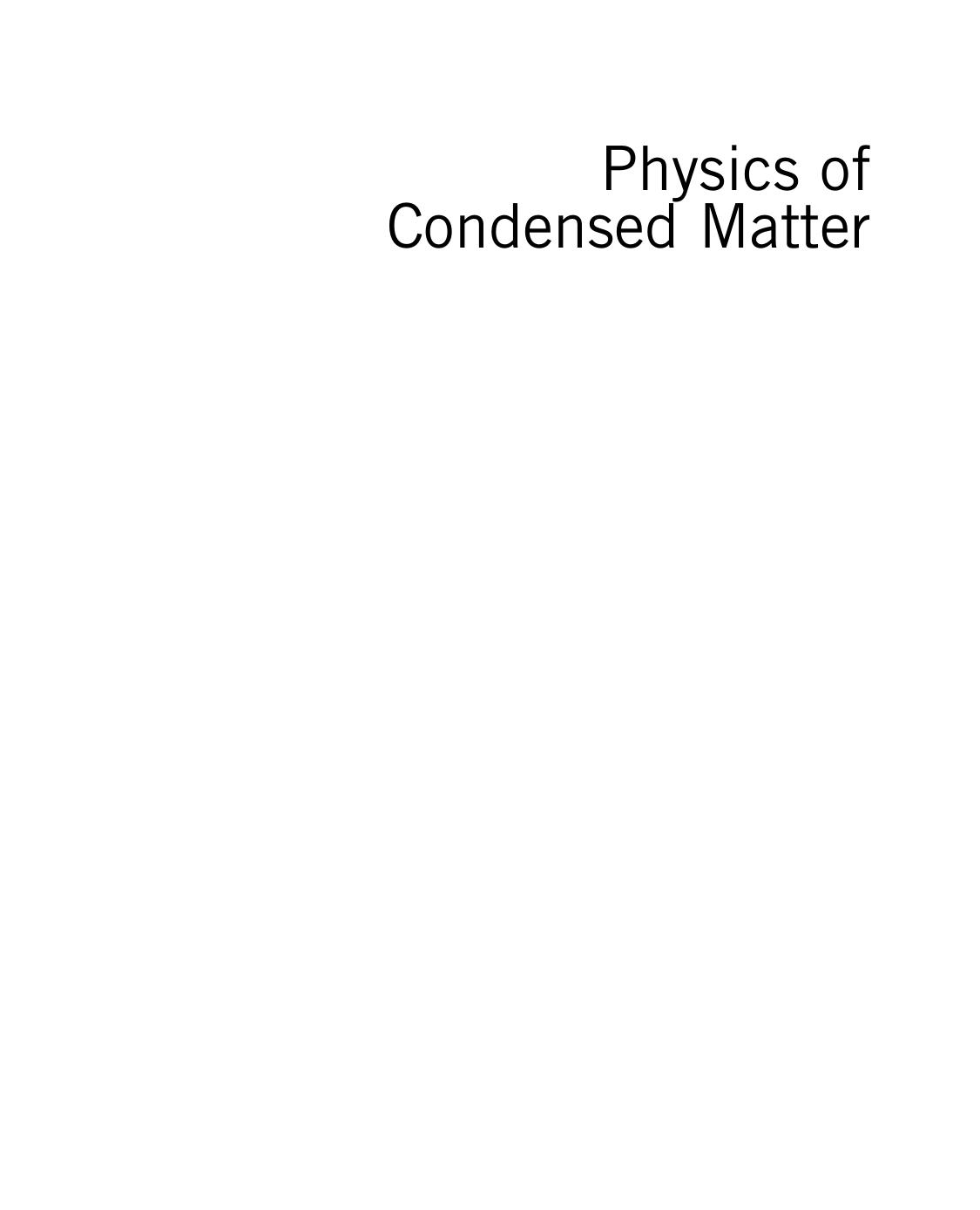 Physics of Condensed Matter by Prasanta Kumar Misra