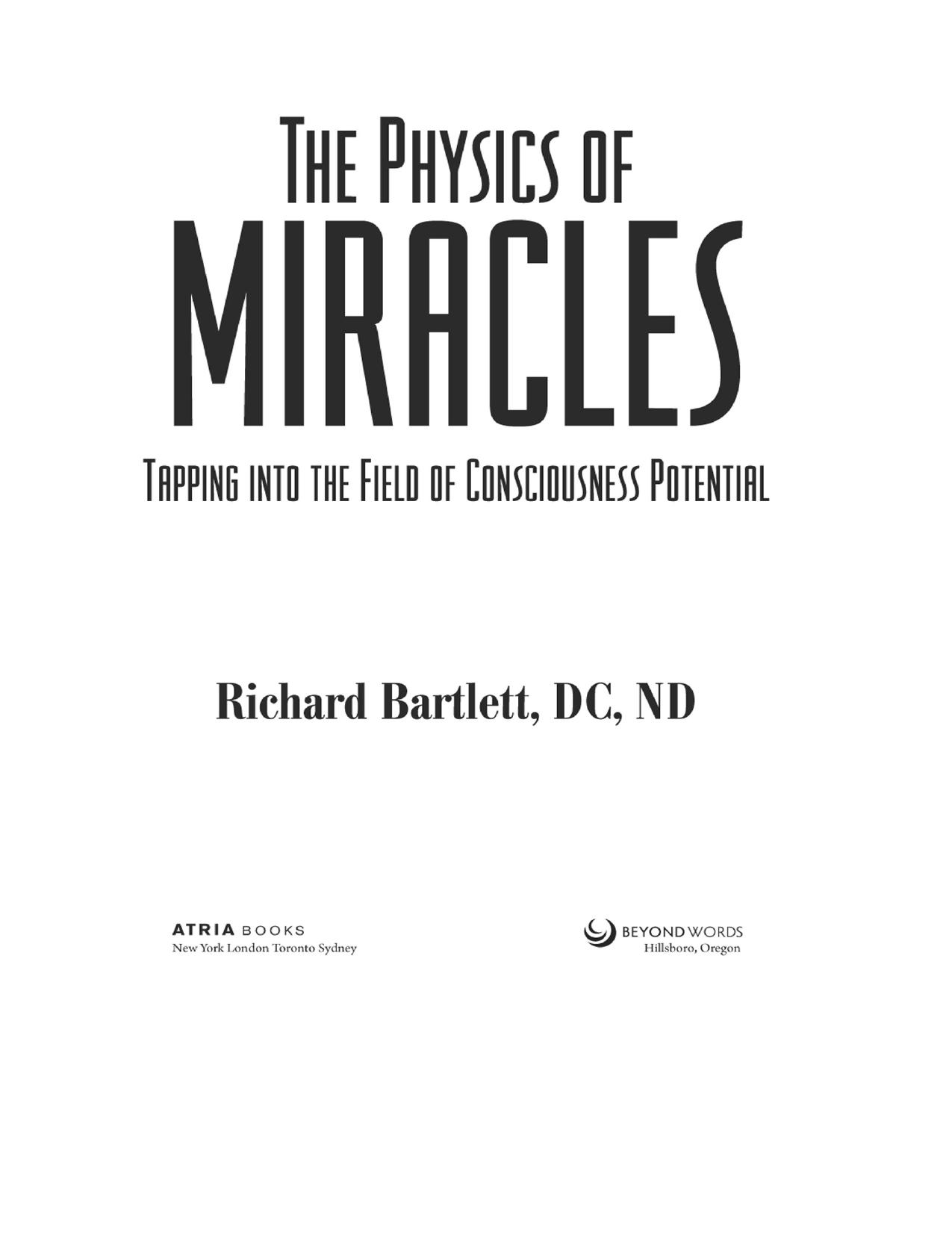 Physics of Miracles by Bartlett Richard