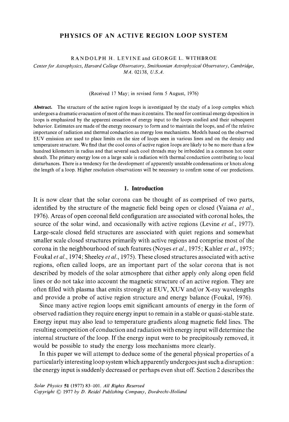Physics of an active region loop system by Unknown