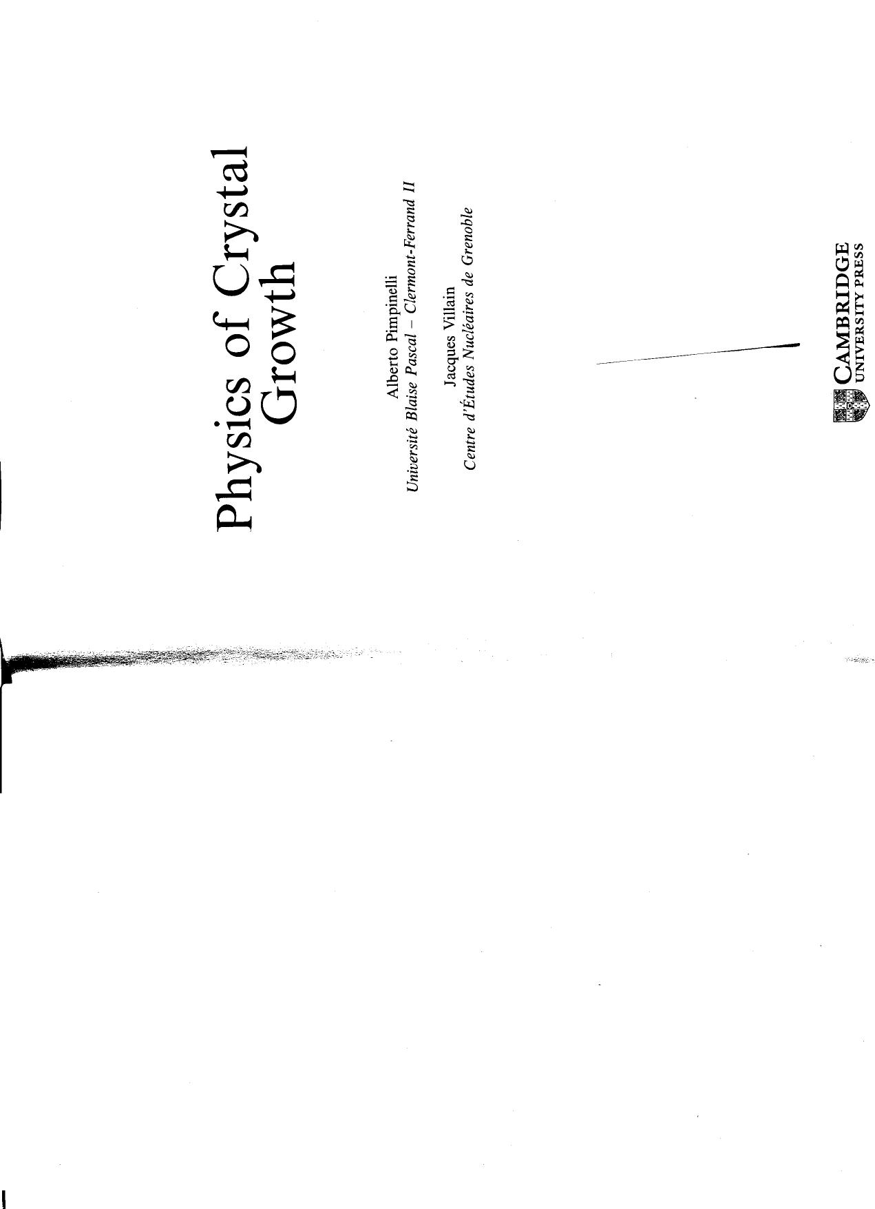 Physics of crystal growth by Alberto Pimpinelli Jacques Villain