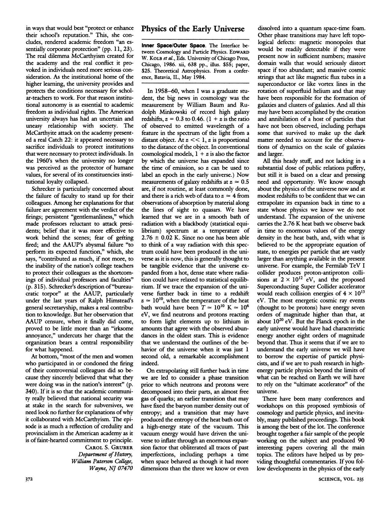 Physics of the Early Universe [review] (1987) by Unknown