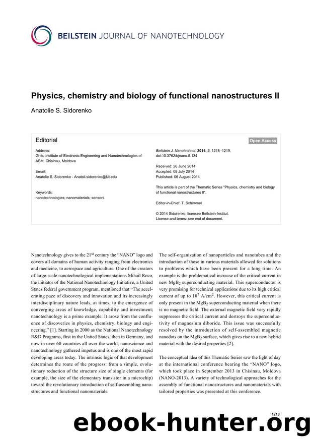Physics, chemistry and biology of functional nanostructures II by Anatolie S. Sidorenko