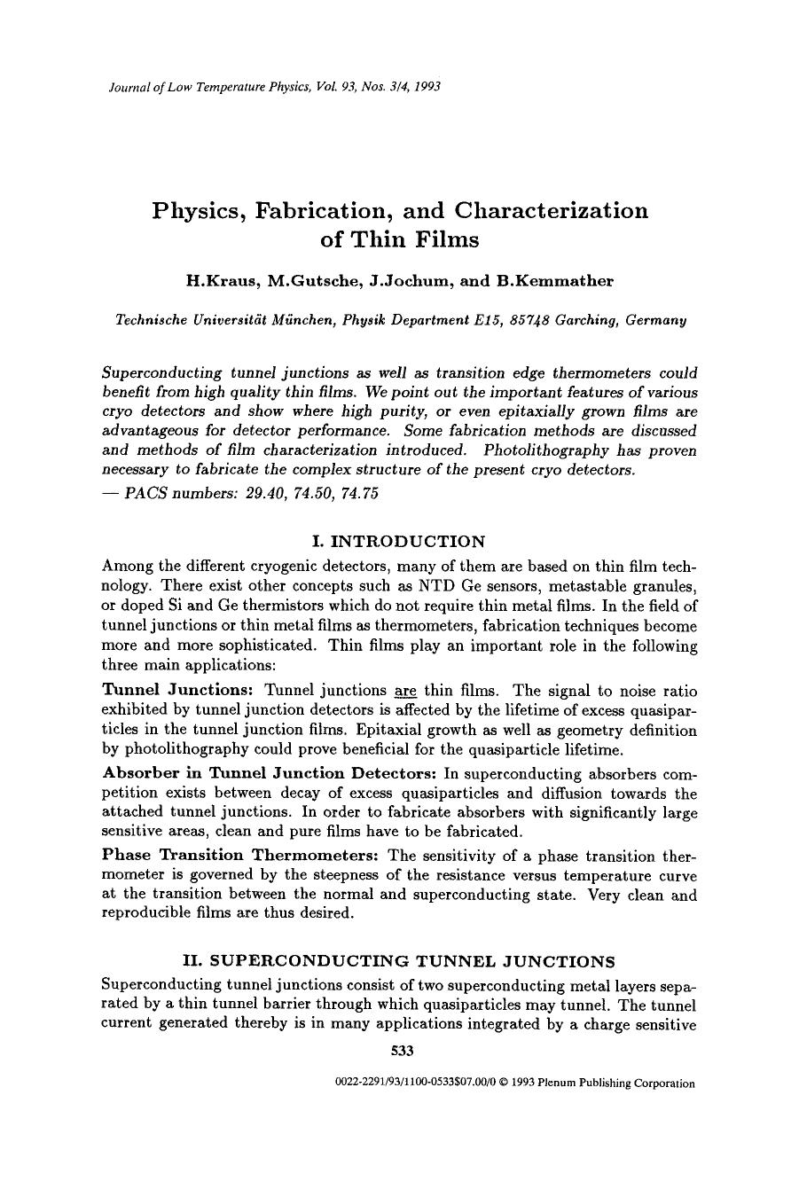 Physics, fabrication, and characterization of thin films by Unknown