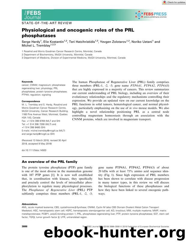 Physiological and oncogenic roles of the PRL phosphatases by Unknown