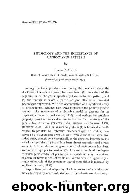 Physiology and the inheritance of anthocyanin pattern by Unknown