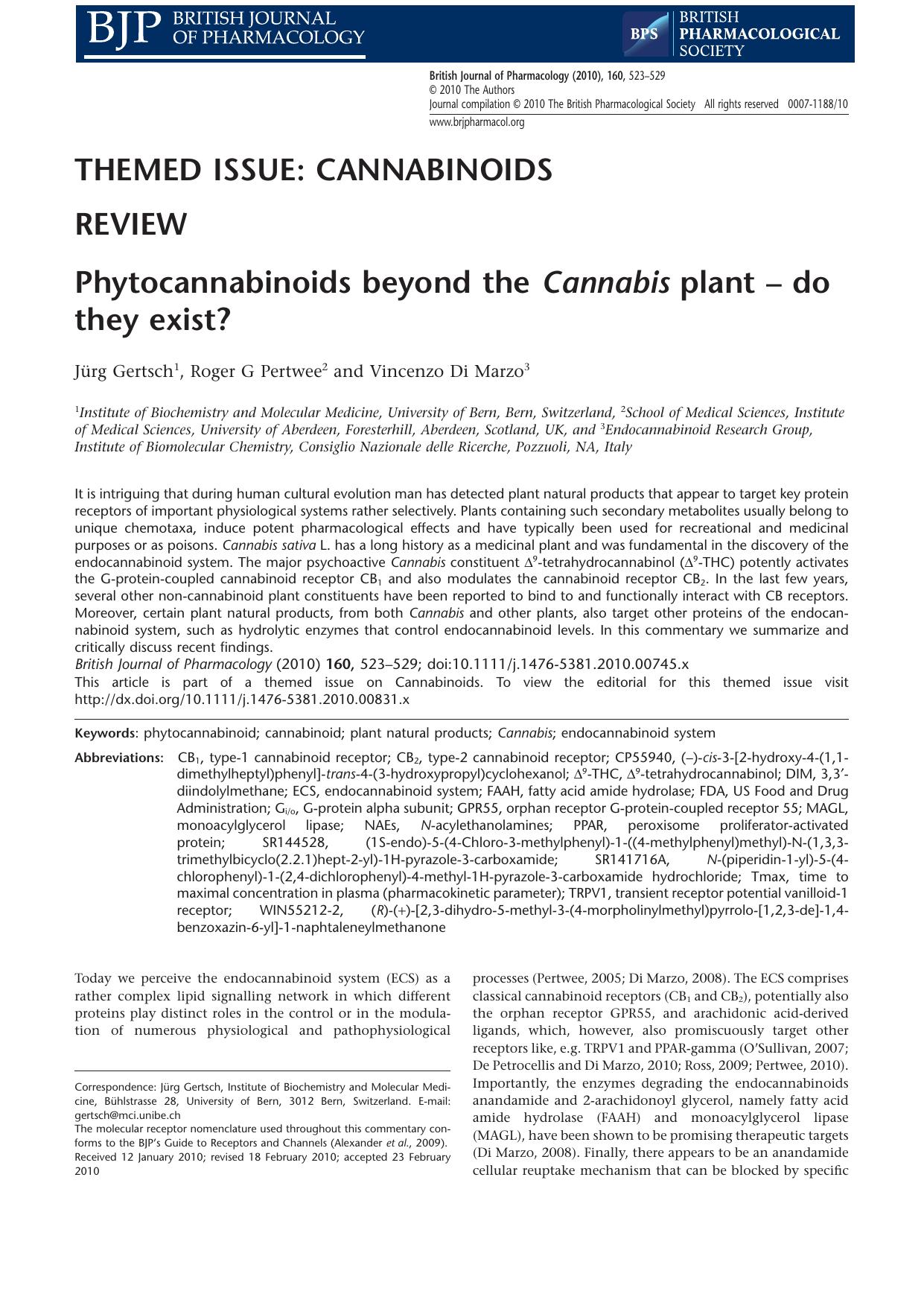 Phytocannabinoids beyond the Cannabis plant ? do they exist? by Unknown