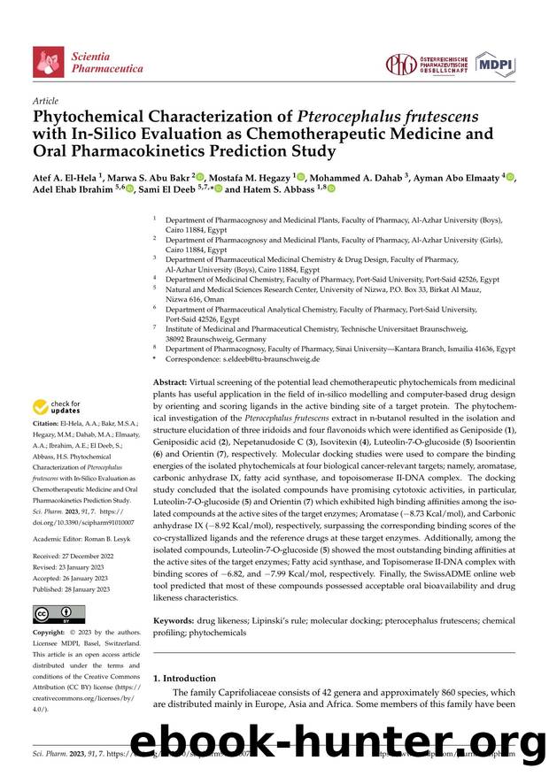 Phytochemical Characterization of Pterocephalus frutescens with In-Silico Evaluation as Chemotherapeutic Medicine and Oral Pharmacokinetics Prediction Study by unknow
