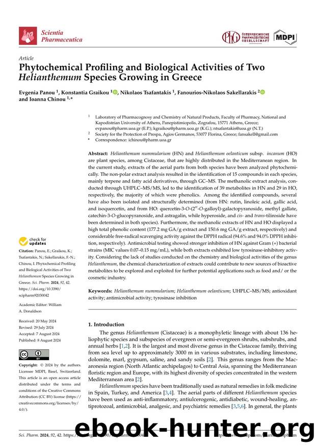Phytochemical Profiling and Biological Activities of Two Helianthemum Species Growing in Greece by unknow