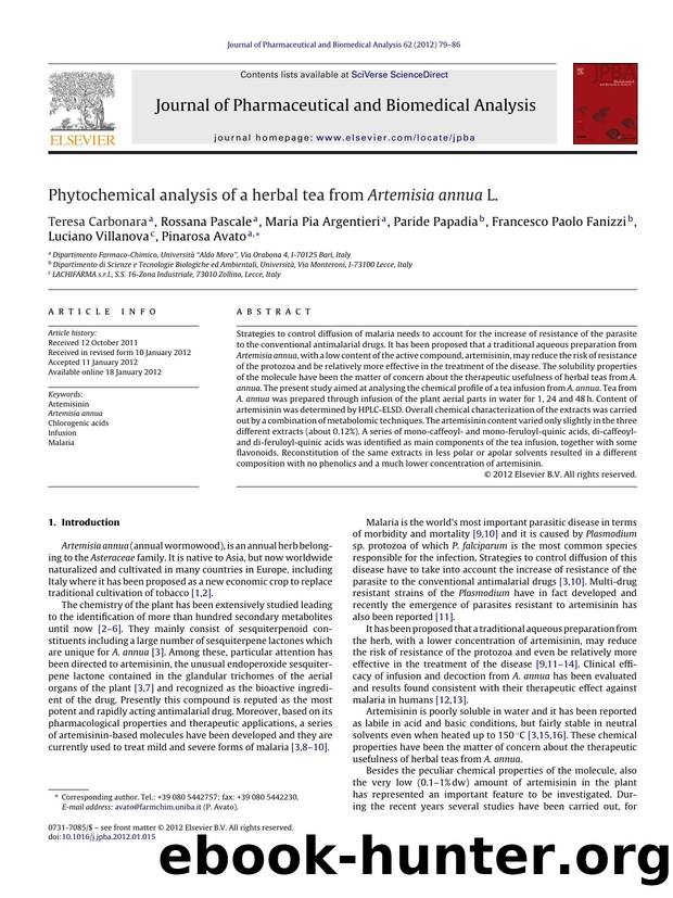 Phytochemical analysis of a herbal tea from Artemisia annua L. by Teresa Carbonara