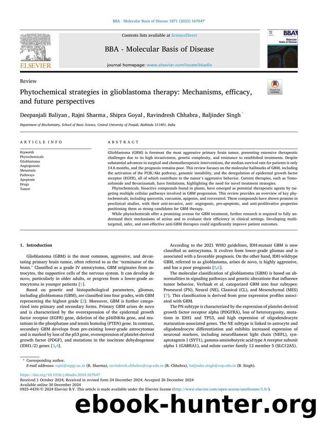 Phytochemical strategies in glioblastoma therapy: Mechanisms, efficacy, and future perspectives by Deepanjali Baliyan & Rajni Sharma & Shipra Goyal & Ravindresh Chhabra & Baljinder Singh