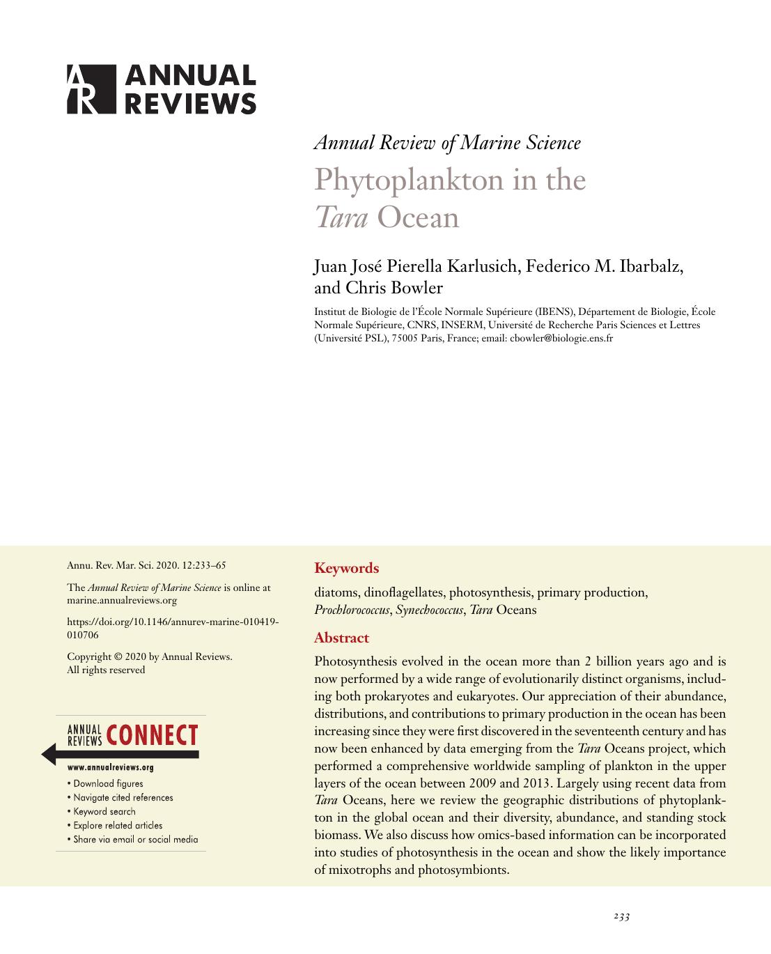 Phytoplankton in the Tara Ocean by Juan José Pierella Karlusich Federico M. Ibarbalz and Chris Bowler