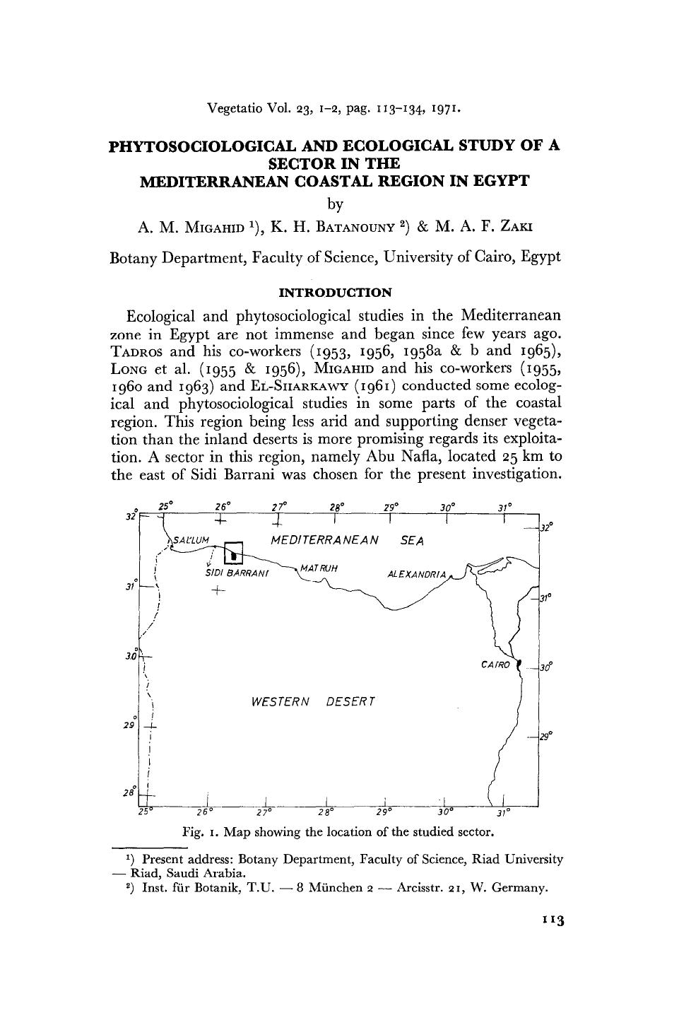 Phytosociological and ecological study of a sector in the mediterranean coastal region in Egypt by Unknown