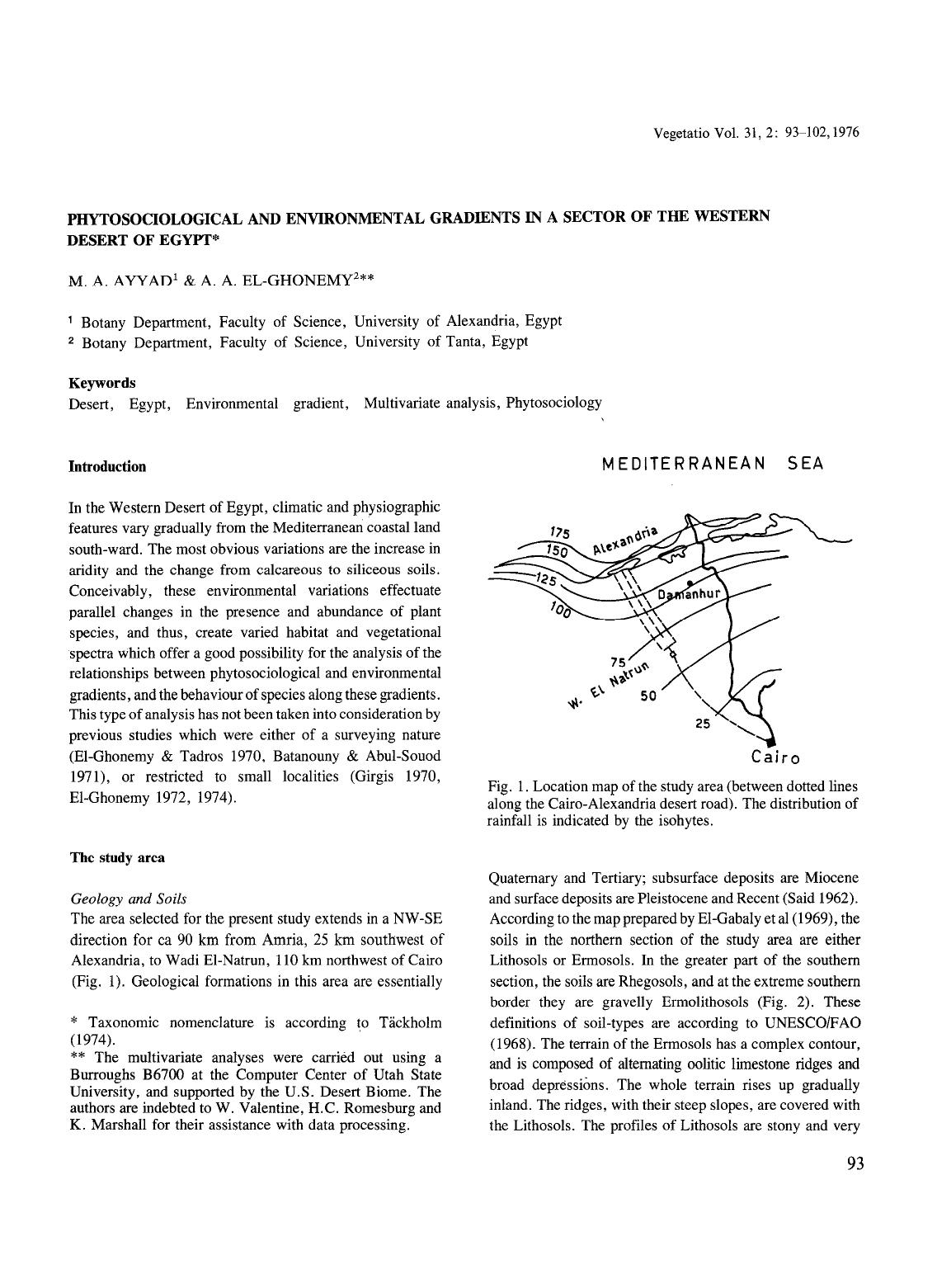 Phytosociological and environmental gradients in a sector of the Western Desert of Egypt by Unknown