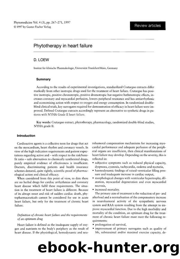Phytotherapy in heart failure by D. Loew