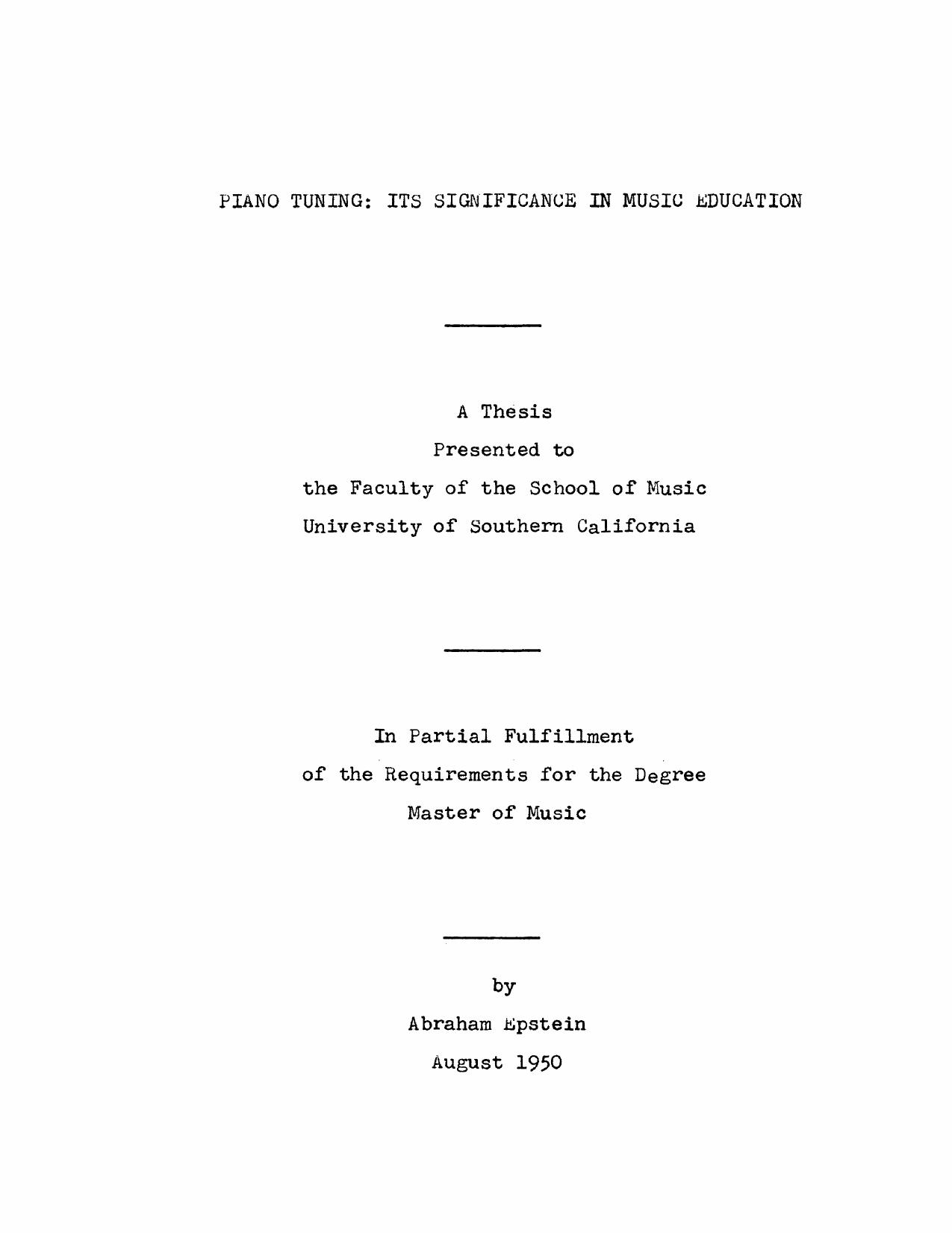 Piano tuning: Its significance in music education by Epstein Abraham