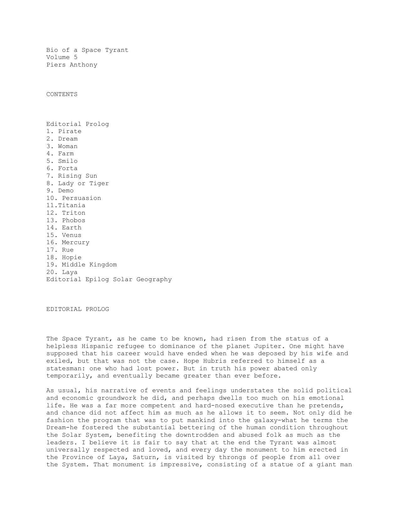 Piers Anthony - Bio of a Space Tyrant 5 by harry