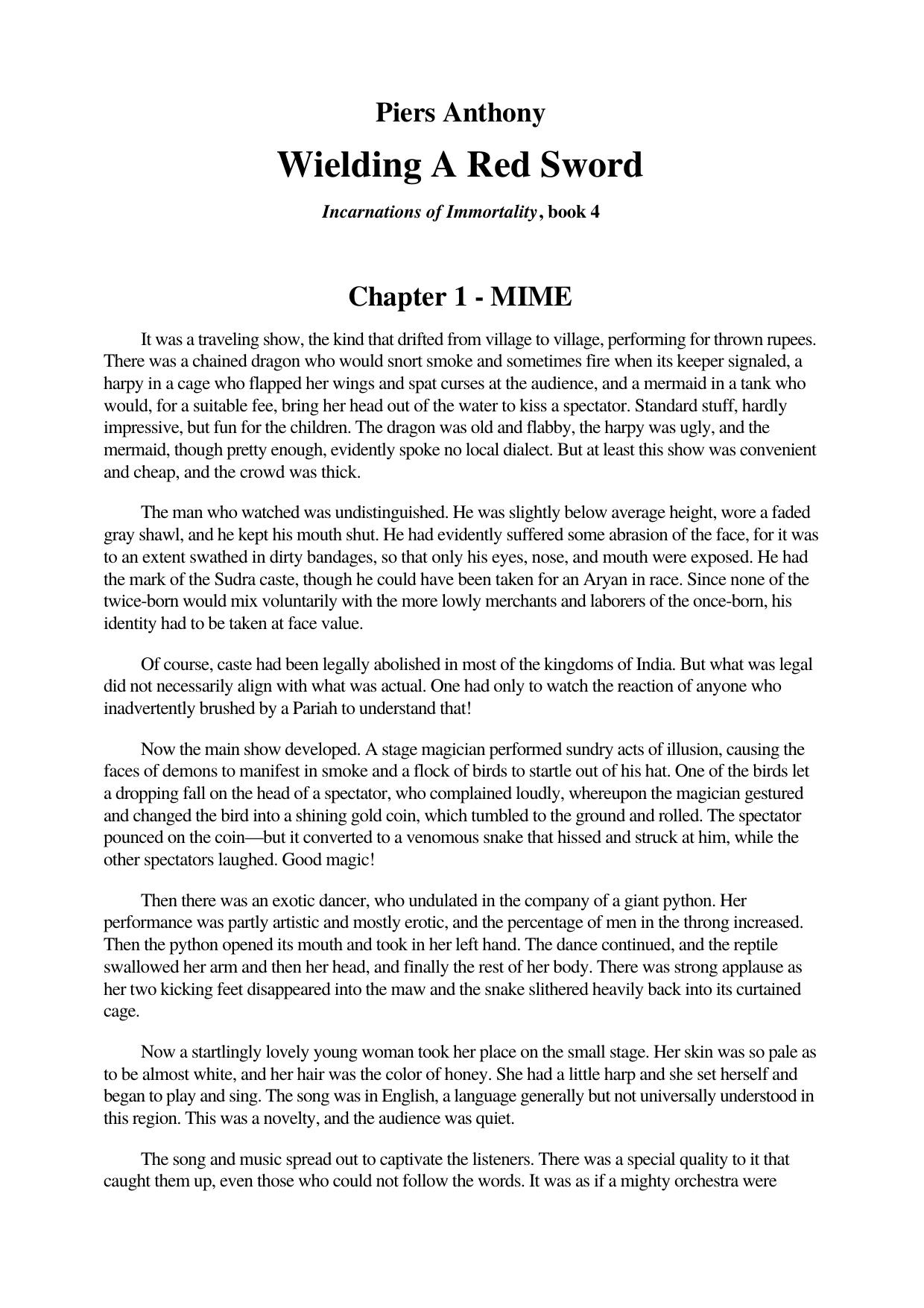 Piers Anthony - Incarnations 4 by Wielding A Red Sword