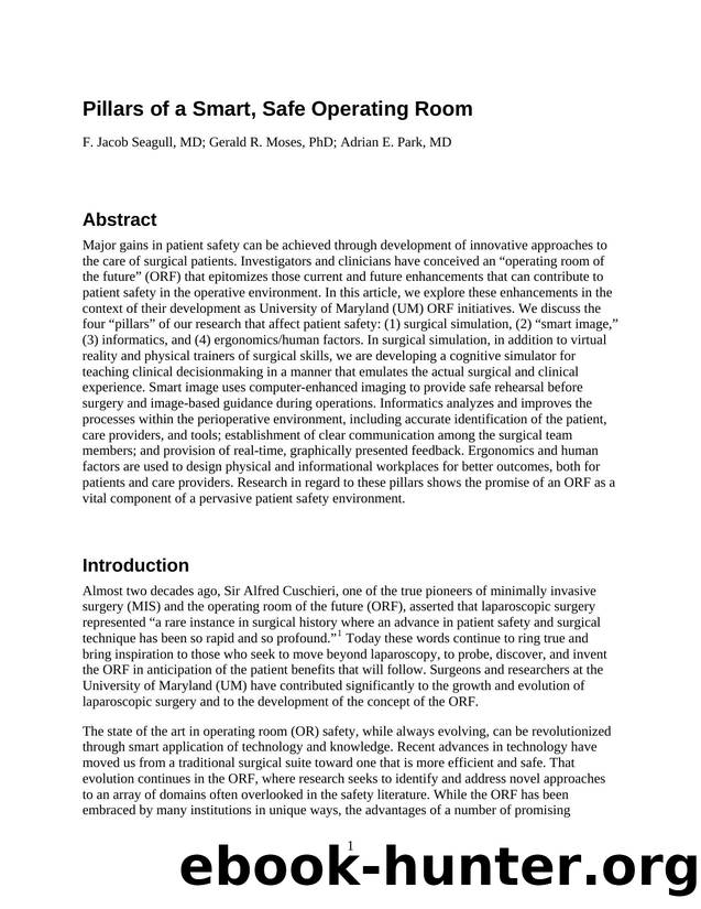 Pillars of a Smart, Safe Operating Room by Agency for Healthcare Research and Quality