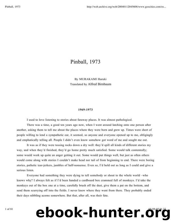Pinball 1973 by Murakami Haruki
