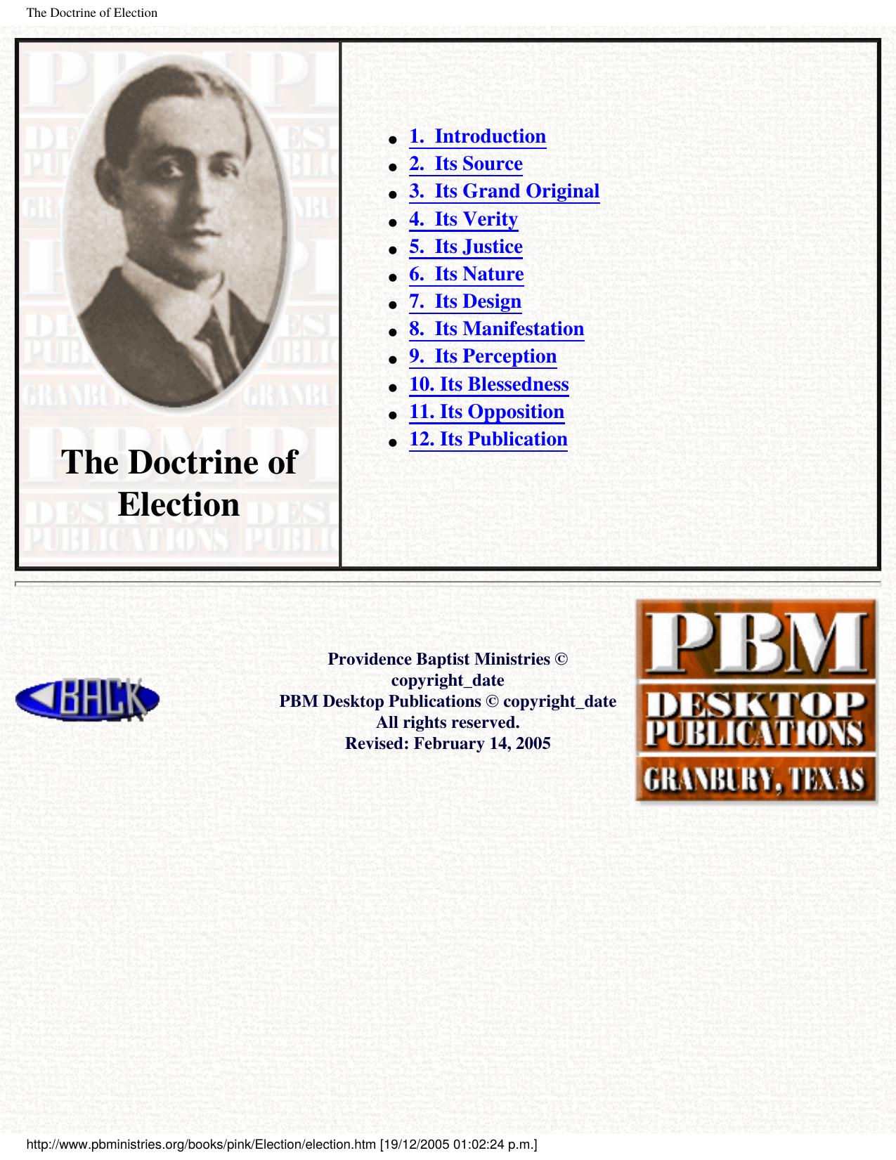 Pink - The Doctrine of Election by Arthur Pink