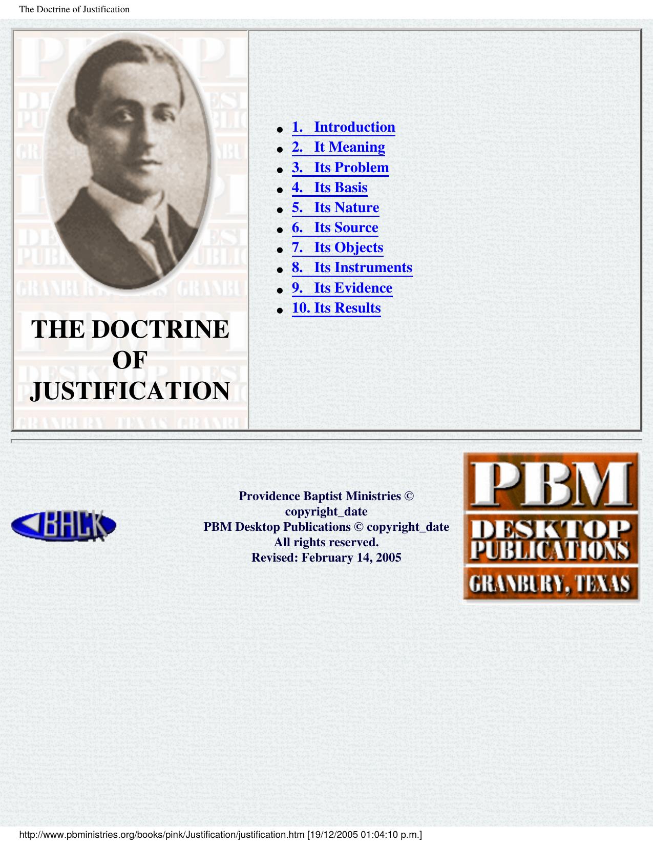 Pink - The Doctrine of Justification by Arthur Pink