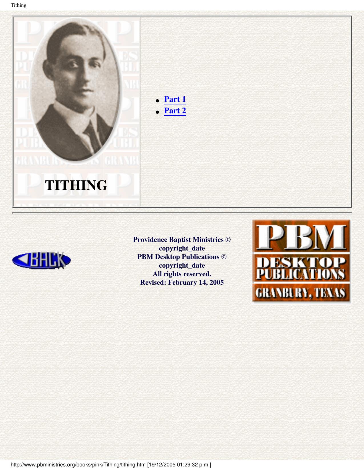 Pink - Tithing by Arthur Pink