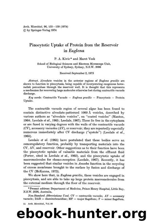 Pinocytotic uptake of protein from the reservoir in <Emphasis Type="Italic">Euglena <Emphasis> by Unknown