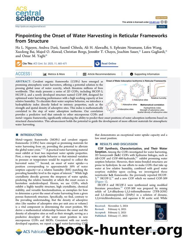 Pinpointing the Onset of Water Harvesting in Reticular Frameworks from Structure by unknow