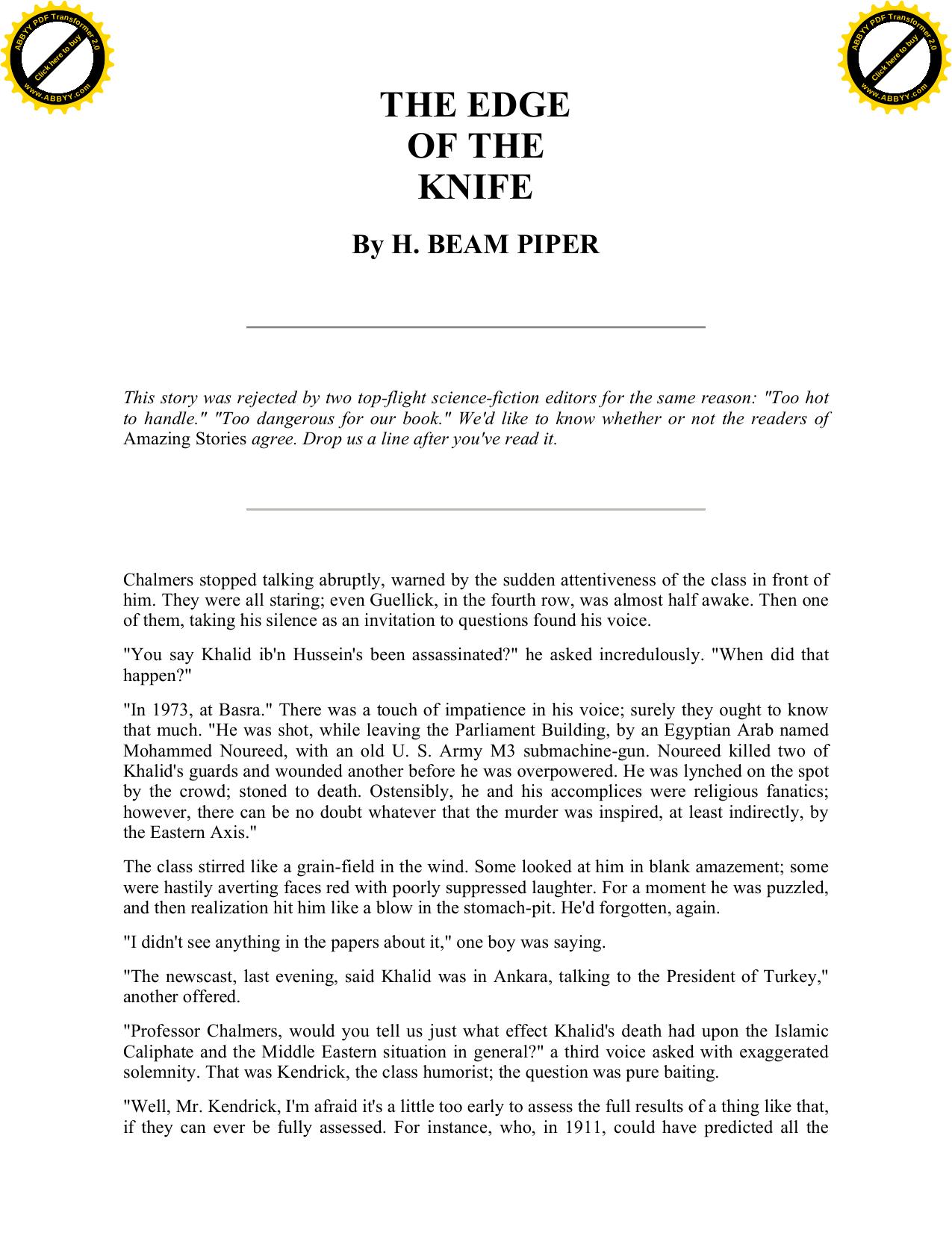 Piper, H Beam - Future History 01 by The Edge of the Knife