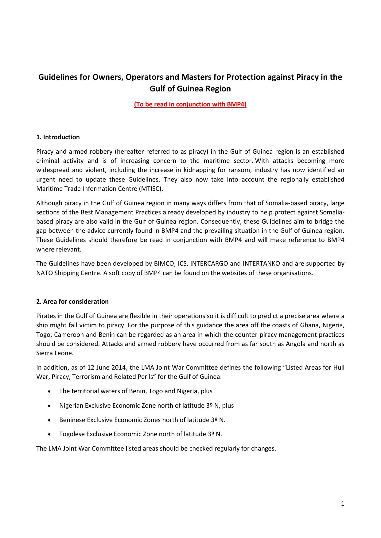 Piracy FAQ Appendix 9 - Guidelines - Gulf of Guinea and Its Contiguous Waters by Giles Noakes