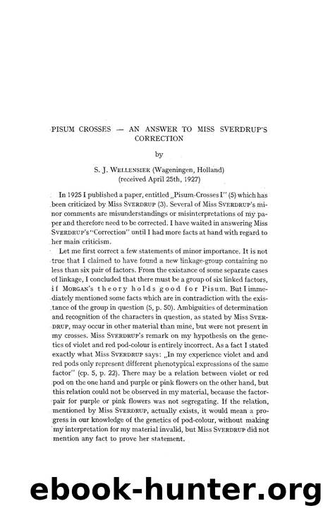 Pisum Crosses — An answer to miss Sverdrup's correction by Unknown