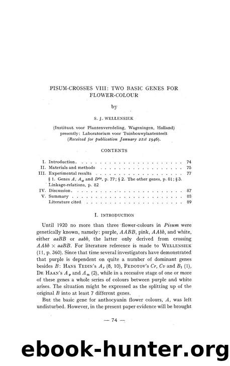 Pisum-crosses VIII: Two basic genes for flower-colour by Unknown