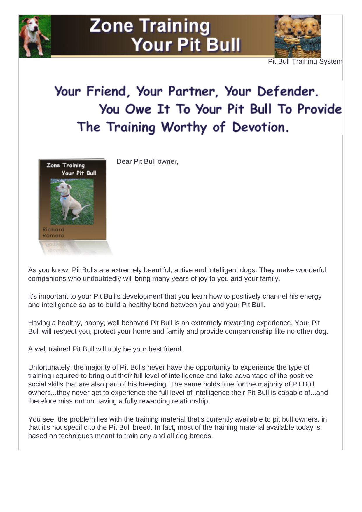 Pit Bull Zone Training Guide. by Best of Kuszter's Collection