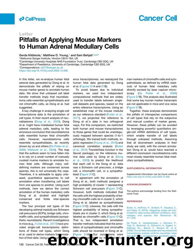 Pitfalls of Applying Mouse Markers to Human Adrenal Medullary Cells by Gerda Kildisiute & Matthew D. Young & Sam Behjati