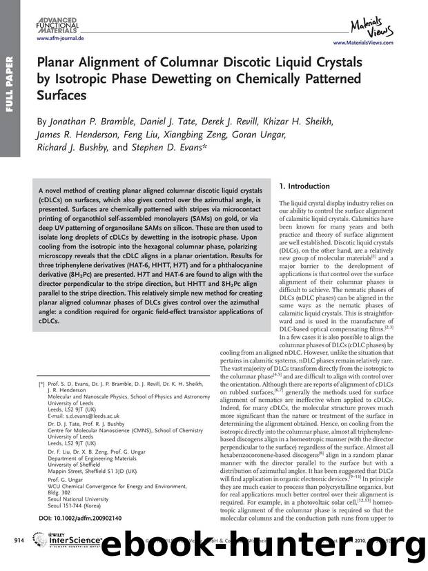 Planar Alignment of Columnar Discotic Liquid Crystals by Isotropic Phase Dewetting on Chemically Patterned Surfaces by Unknown