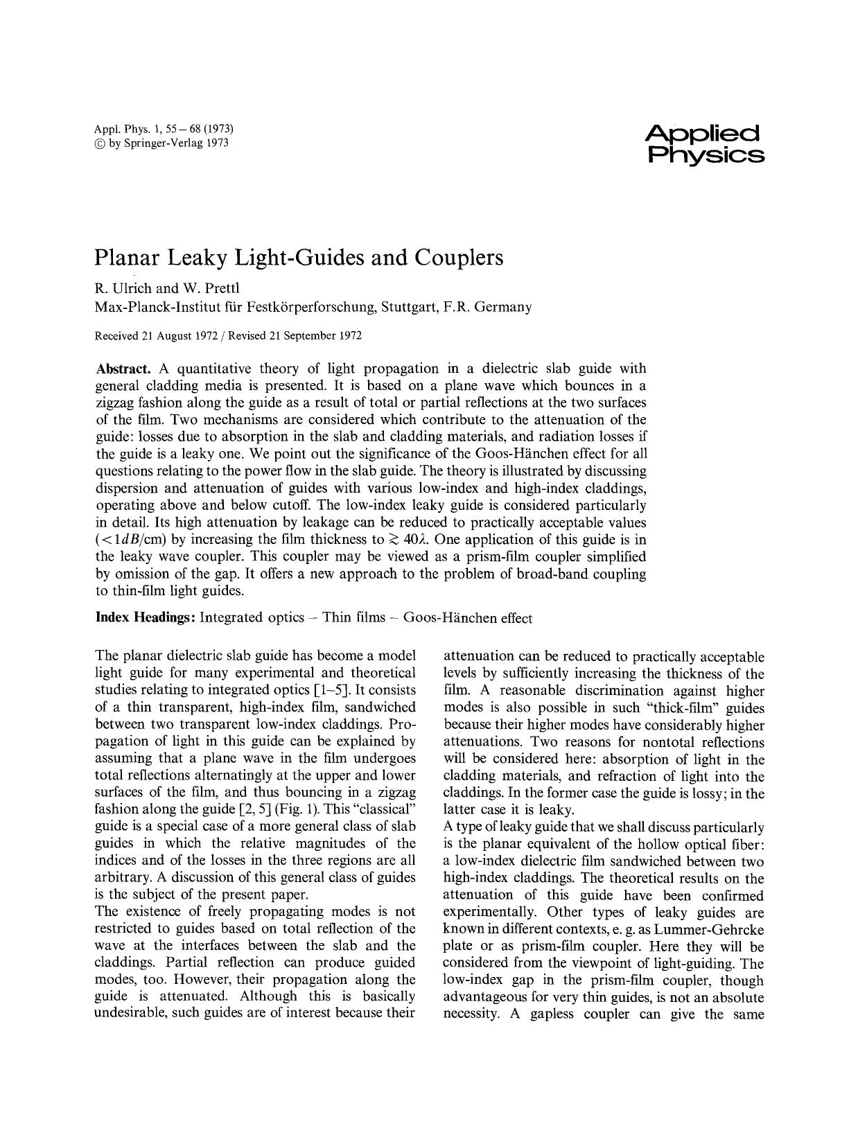 Planar leaky light-guides and couplers by Unknown