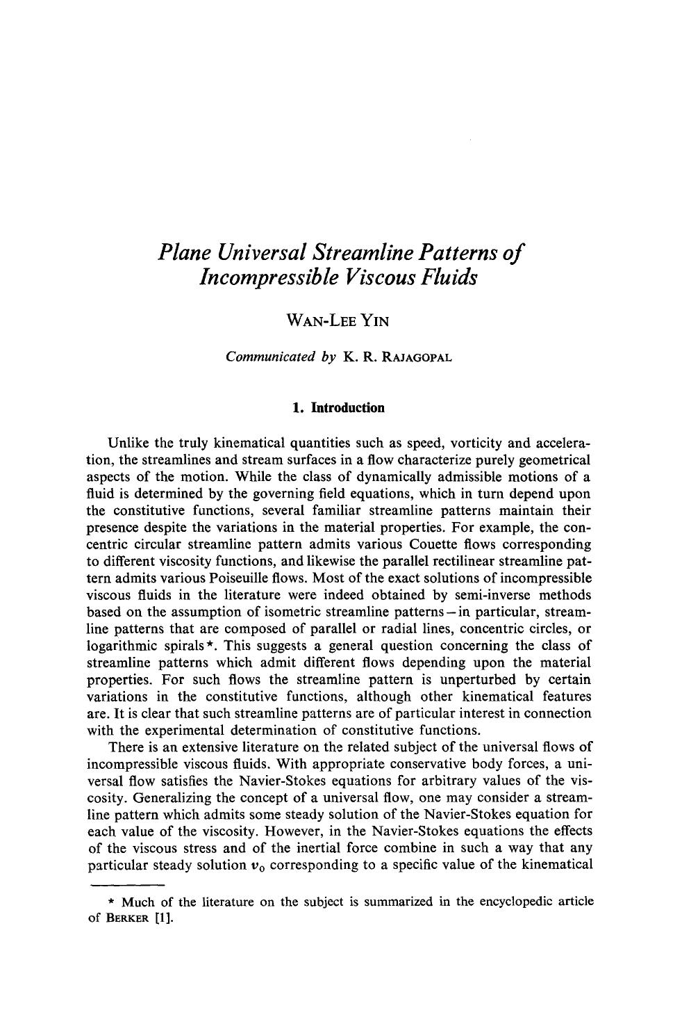 Plane universal streamline patterns of incompressible viscous fluids by Unknown