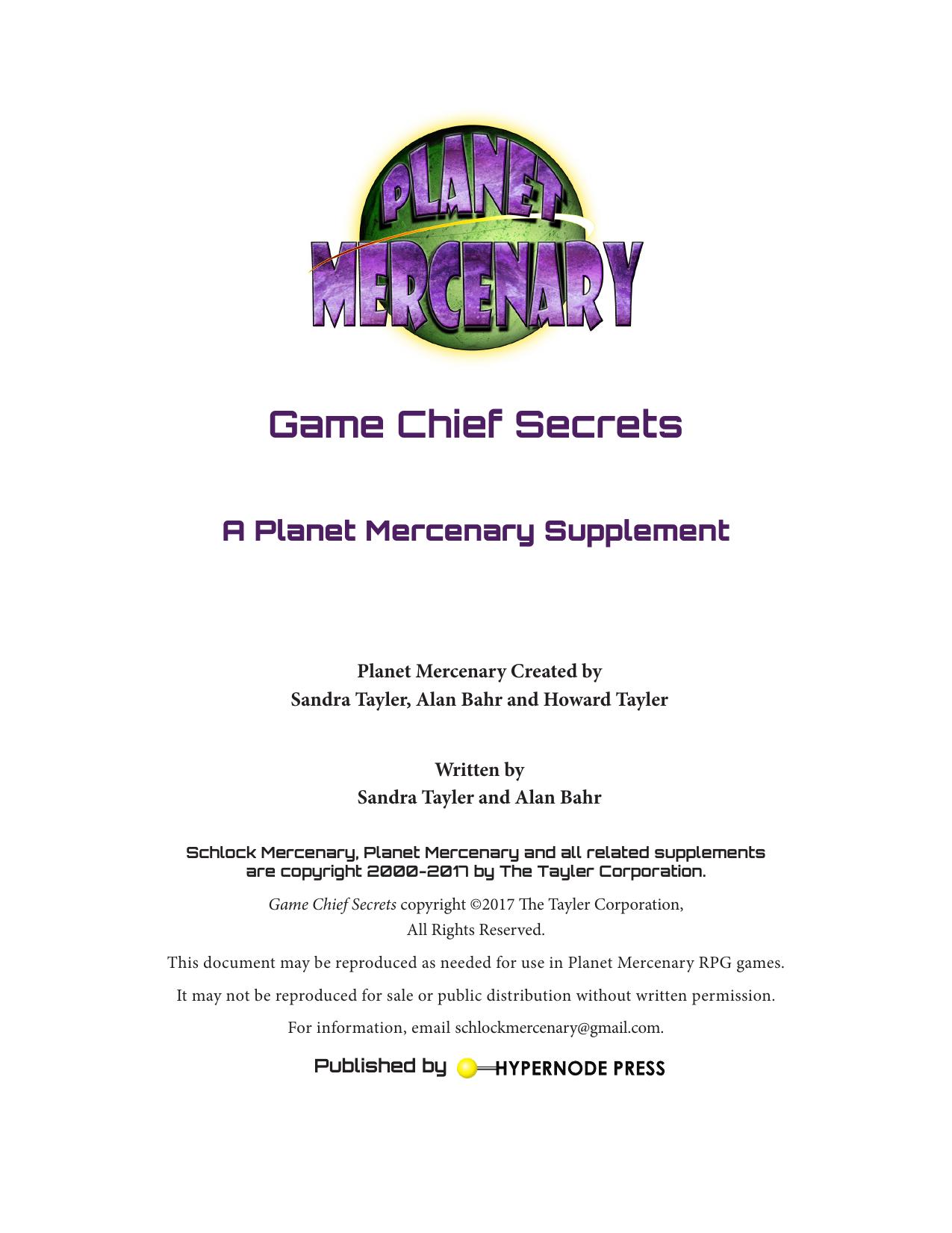 Planet Mercenary Game Chief Secrets PDF by Unknown