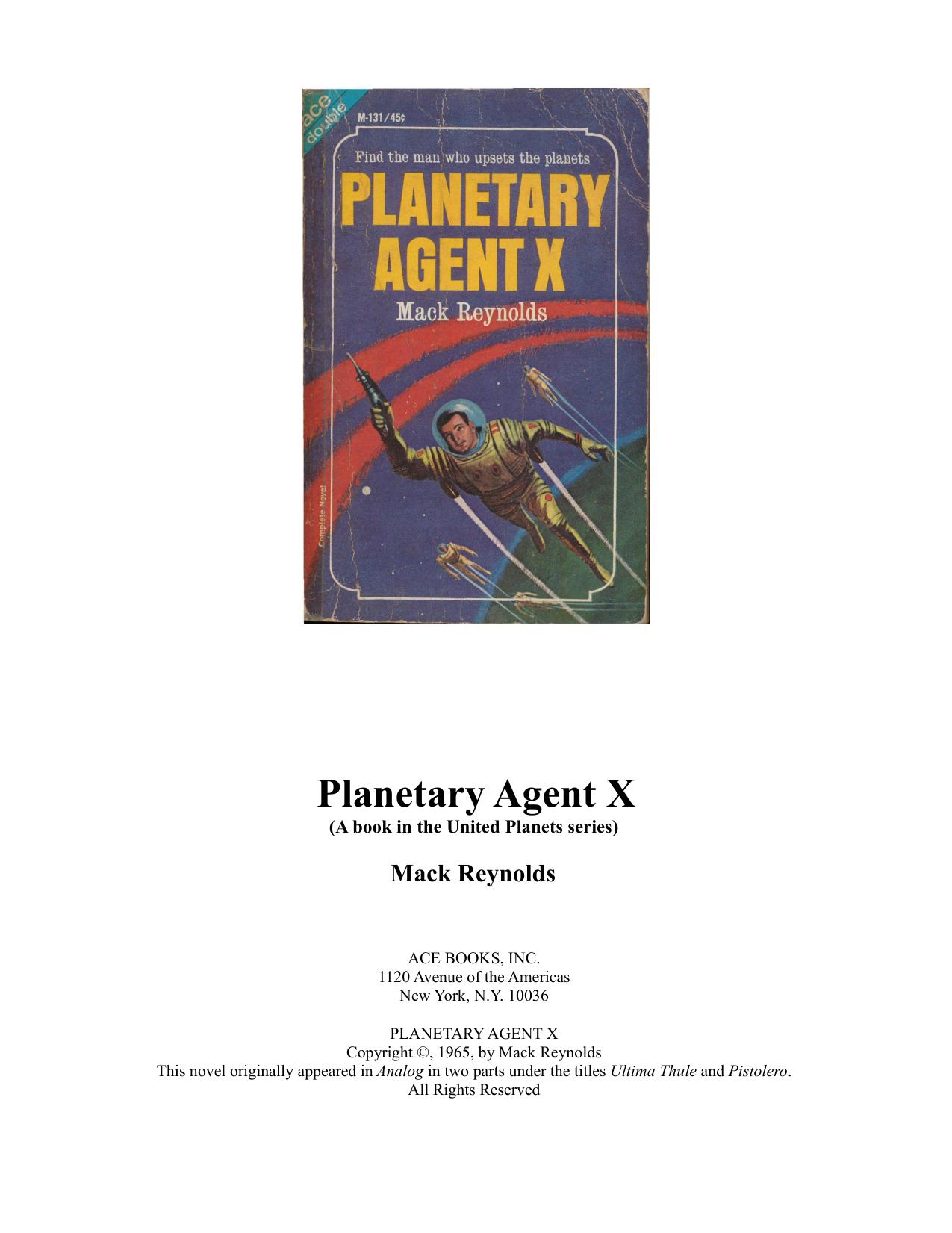 Planetary Agent X by Mack Reynolds