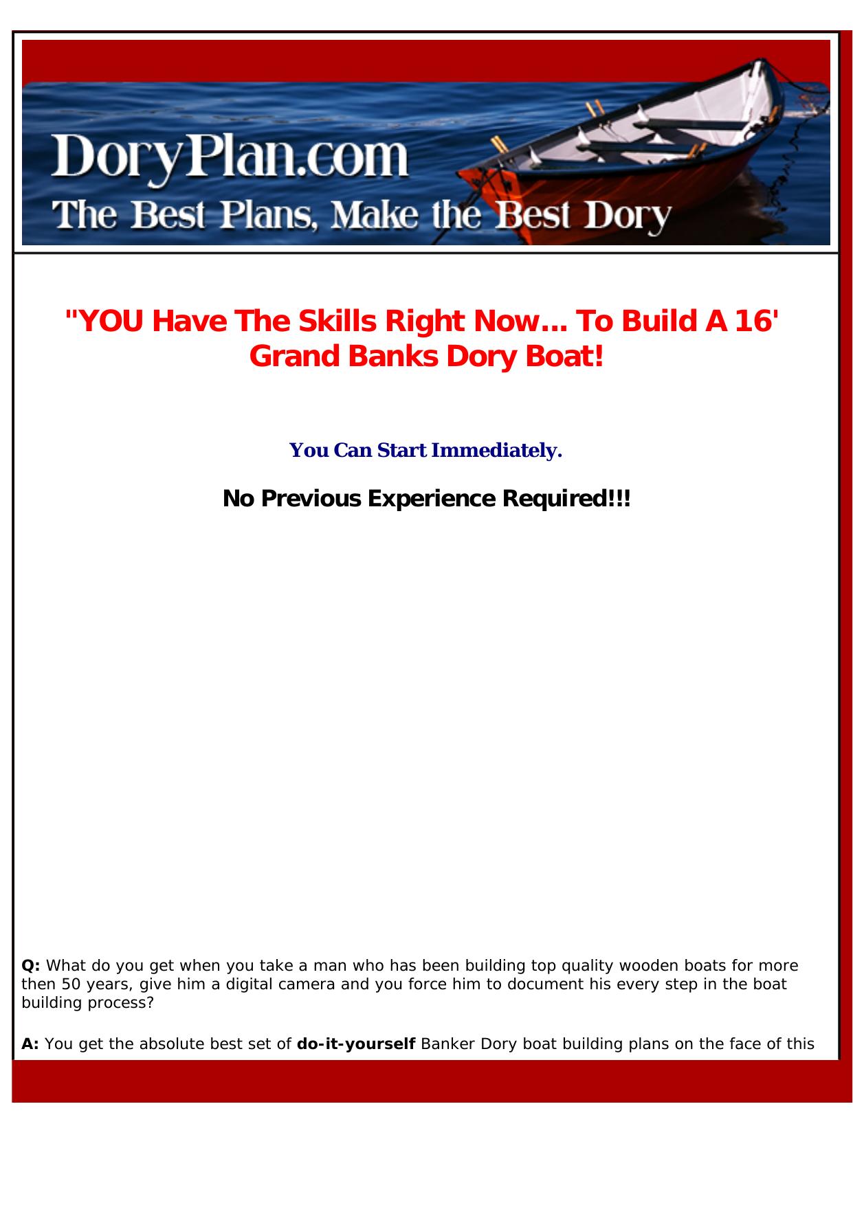 Plans To Build Your Own Bankers Dory Boat. by Best of Kuszter's Collection